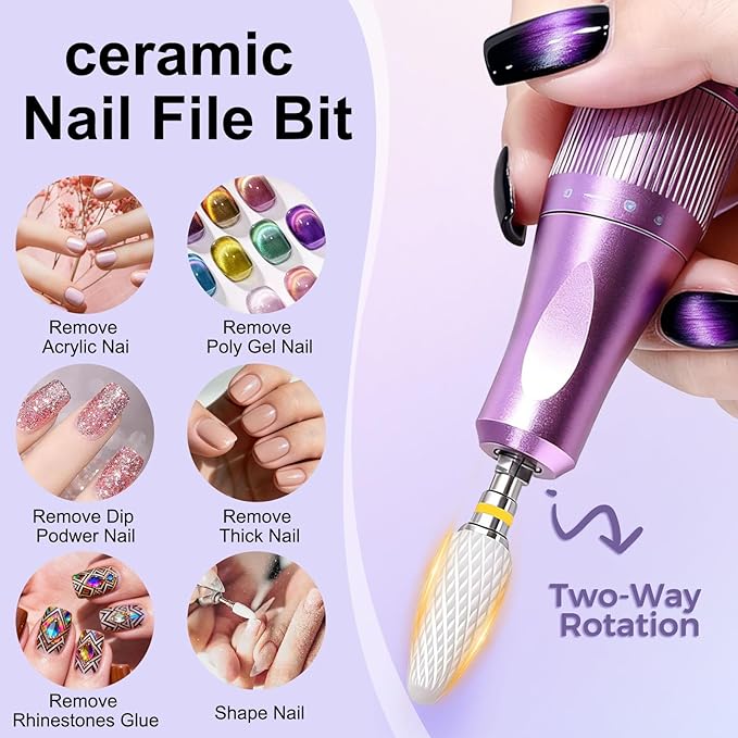 Fantexy 3/32" Ceramic Nail Drill Bit - Remove Acrylic Hard Gels Quickly and Safely,White Ceramic Cone File Bit for Nail Art,Manicure,Pedicure,Gel,Cuticle Clean(Extra Fine - XF)