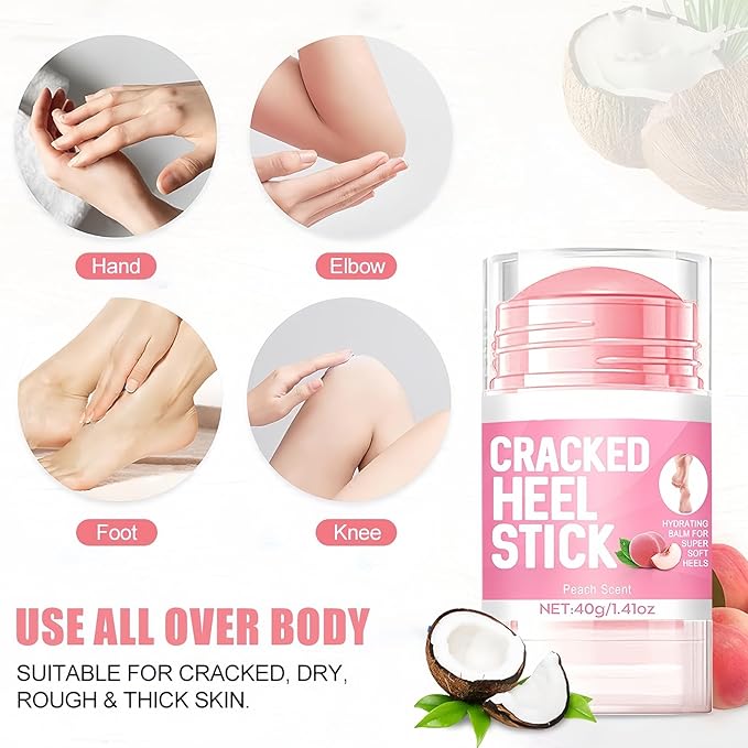 2Pcs Peach Scented Cracked Heel Stick Balm, Heel Stick For Cracked Feet, Foot Cream For Calluses and Dry Feet, Cracked Foot, Manuka Honey Hand Cream