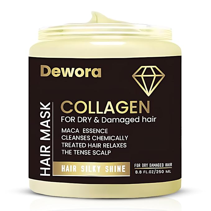 Collagen Hair Treatment Mask, for Dry & Damaged Hair, (Trataniento Para Cabella Seco y Matratados) is Keratin, Maca Essence All Cleanses Treated Hair Relaxes The Tense Scalp 8.8FL OZ,250ml