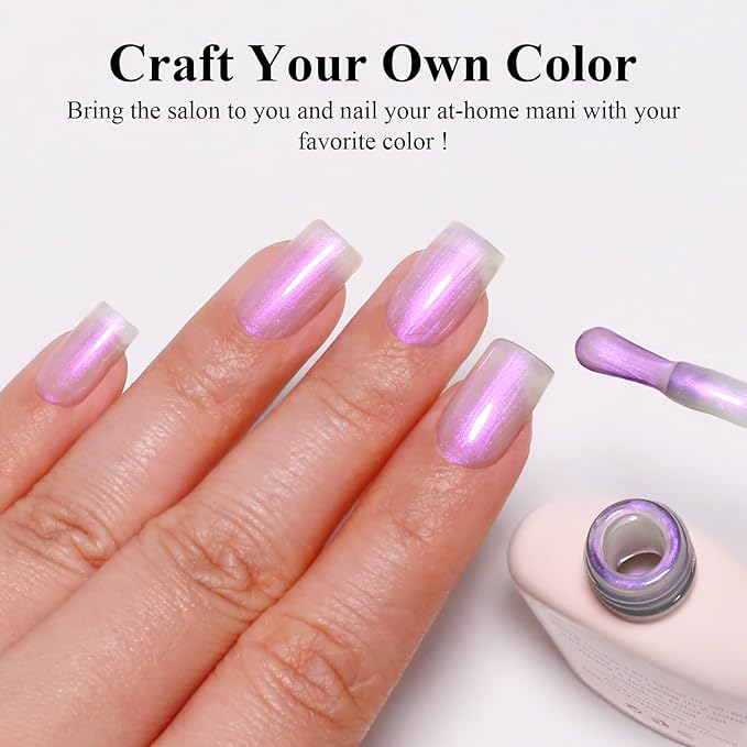 Imtiti Pearl Gel Nail Polish - 1Pcs White to Pink Glitter Shimmer Soak Off UV LED Gel Polish, Long Lasting Gel Manicure, Mermaid Shine for French Nails Manicure Salon DIY at Home(0.34 Fl Oz-962)