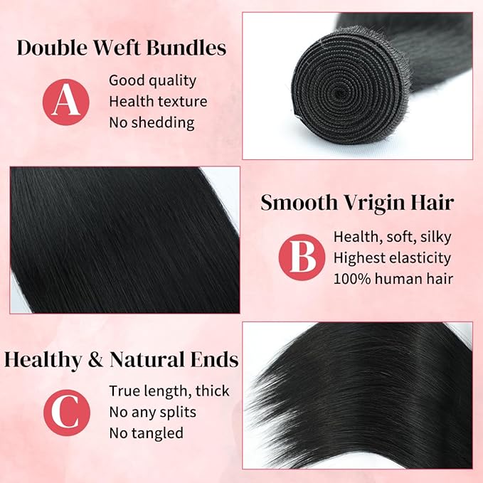 One Bundle Human Hair Straight 22 Inch Straight Bundle 12A 100% Unprocessed Brazilian Virgin Weave Bundles Human Hair Natural Black