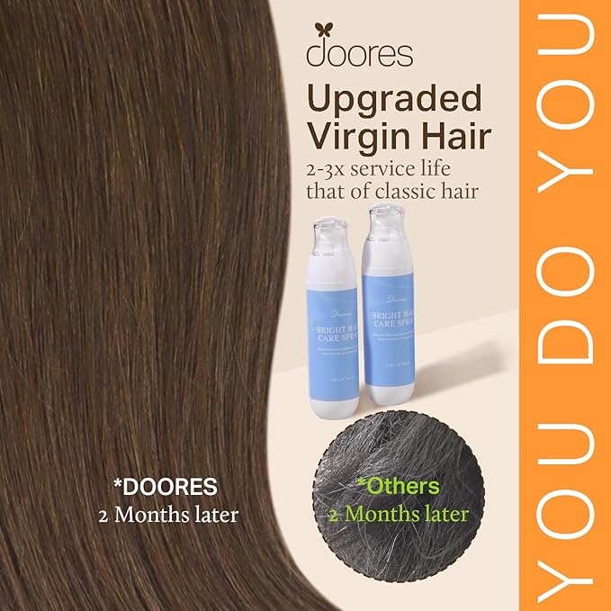 DOORES MicroBead Real Human Hair Extensions, Chocolate Brown 22 Inch 50g/50s, Long Straight Hair