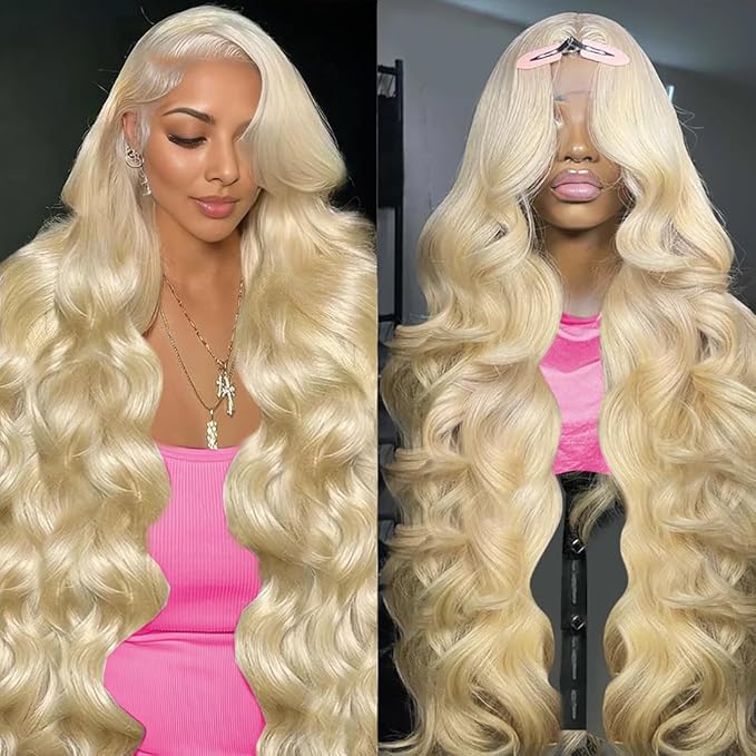 30 Inch 200 Density 613 13x6 HD Lace Front Wigs Human Hair 12A Blonde Wig Body Wave Wet And Wavy Human Hair Wig 613 Full Lace Front Body Wave Wigs Pre Plucked For Black Women With Natural Hairline