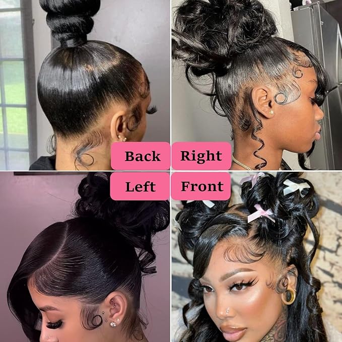 360 Lace Front Wig Human Hair - 220% Density Body Wave HD Brazilian Virgin Full Lace Wig for Women - 28 Inch Pre-Plucked With Baby Hair - Natural Color