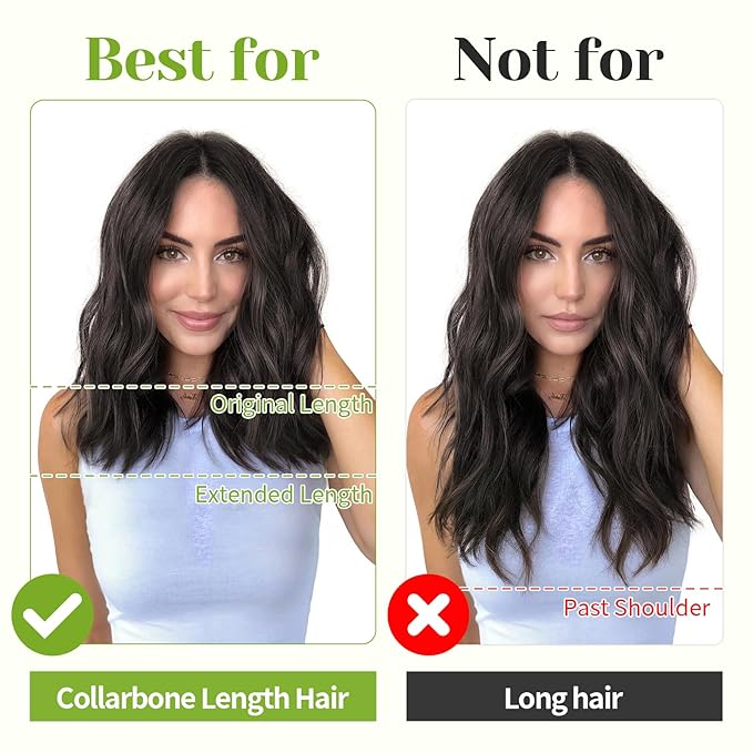 KooKaStyle Invisible Wire Hair Extensions with Transparent Headband Adjustable Size 4 Secure Clips Long Wavy Synthetic Hairpiece Rich Dark Brown with Warm Tones/6# for Women(12 Inch)
