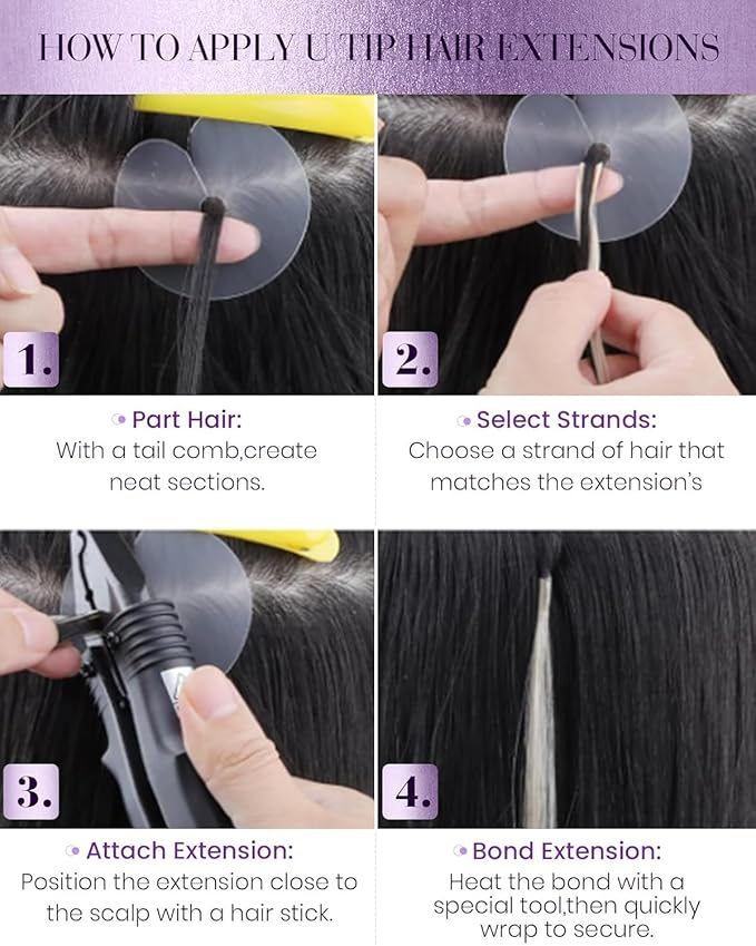 LaaVoo U tip Hair Extensions Human Hair Brown K Tip Hair Extensions Real Human Hair Hot Fusion KTips Extensions Brown Remy Straight 16 Inch 1g 50s/50g