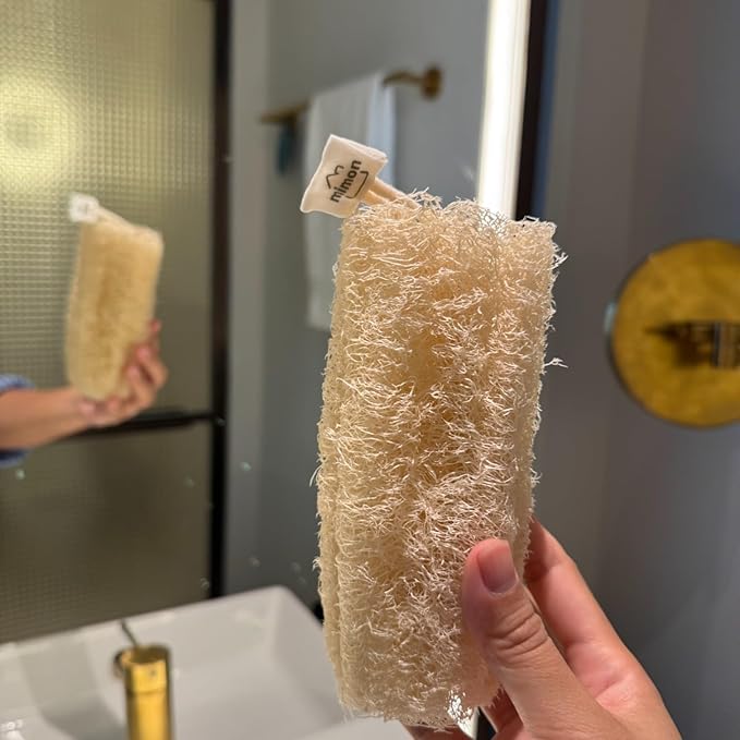 All Natural Loofah, Exfoliating Body Scrubbers (2 Pack), Biodegradable Bath Loofahs Sponge, Gentle, Chemical-Free Bath & Body Loofah for Women, Men and Kids