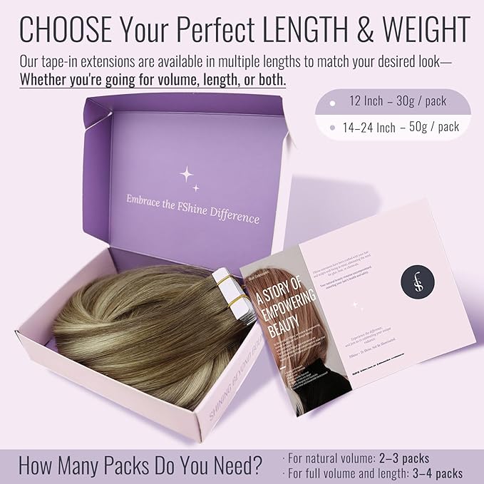 Fshine Extensions De Cabello Humano Tape Balayage Brown To Platinum Blonde Real Huamn Remy Hair Extensions 14 Inch 50 g 20 pcs,Suitable for Wedding, Bridal & Bridesmaids Looks