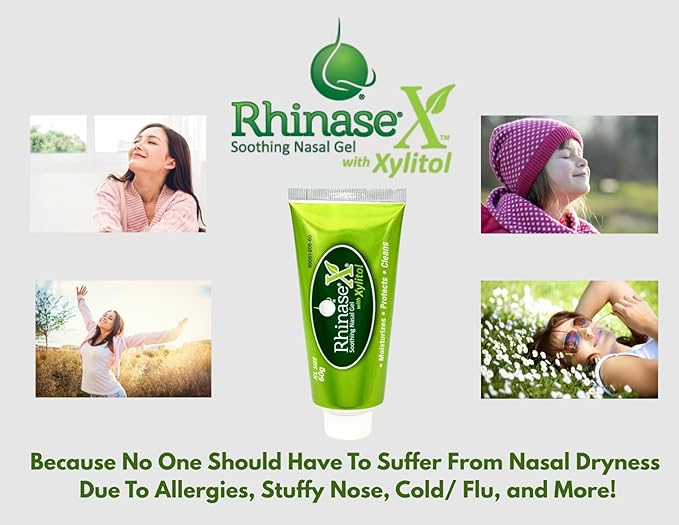 Rhinase X Nasal Gel | Long Lasting Symptom Relief from Nasal Dryness from Low Humidity and Allergy| Great for Travel Dryness Caused by Dry Nose. 60g