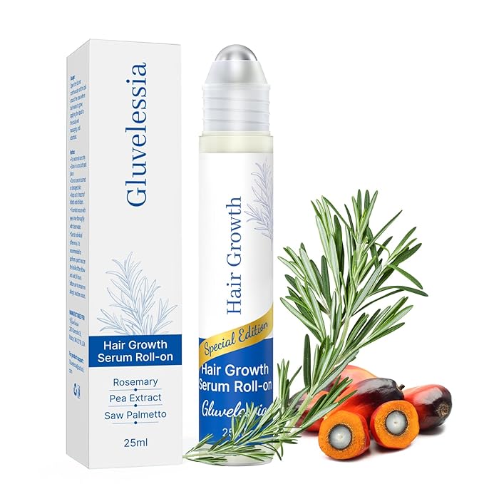 Hair Growth Serum Roll On 0.84Oz/25ml with Saw Palmetto, Rosemary & Pea Extract，Helps Support Thicker, Fuller Hair Appearance, Non-Greasy Hair Loss Support for Men & Women (1pcs)
