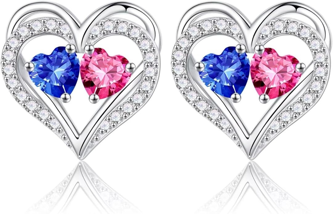 Iefil Christmas Gifts for Women Wife - 925 Sterling Silver Birthstone Earrings, Anniversary Birthday Gifts for Women Wife Girlfriend Mom