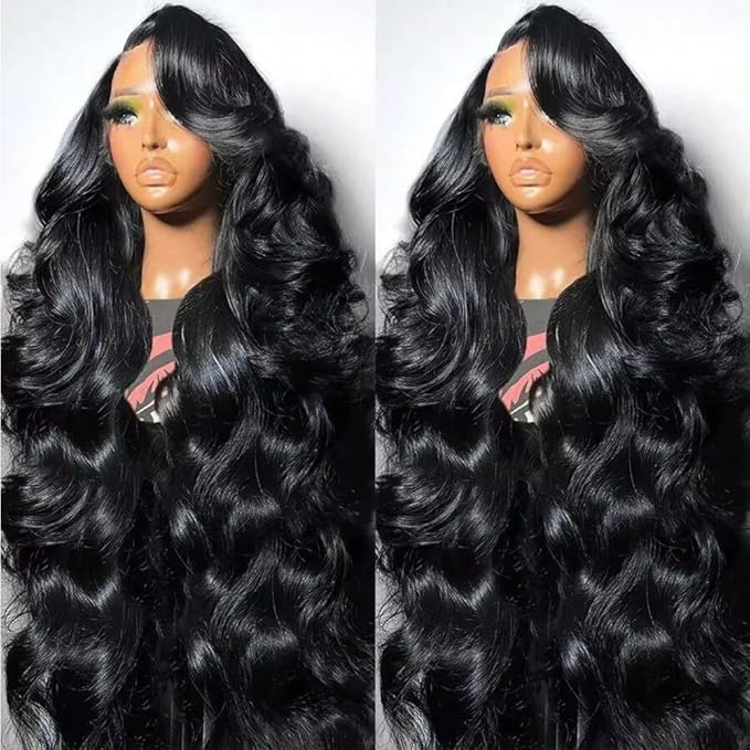 Body Wave Lace Front Wigs Human Hair 13x6 Glueless HD Lace Front Wigs Human Hair 200 Density Brazilian Lace Frontal Wigs Human Hair for Black Women with Invisible Knots in Deep Middle Part 24 Inch