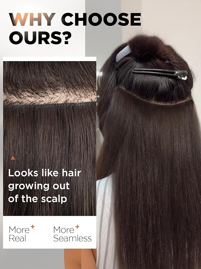 Twin Tab Butterfly Genius Weft Human Hair Extensions Latest Double Invisible Real 100% Remy Human Hair Weft with Micro Bead Simulated Scalp Hair Extensions 100g 7ps 18 Inch Brown