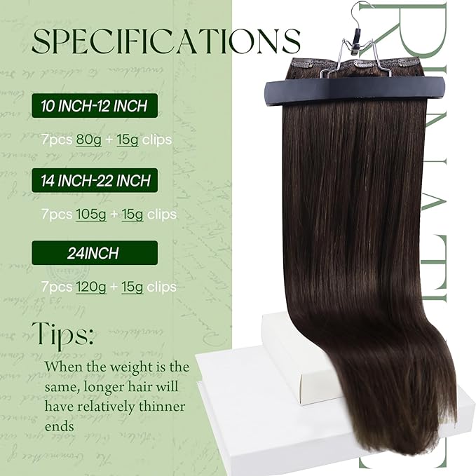 RUNATURE Brown Hair Extensions Clip Ins, 22 Inch Clip in Hair Extensions Real Human Hair, Remy Human Hair Clip in Extensions, Long Straight Hair for Women, Add Length, 120g 7pcs #4 Chocolate Brown