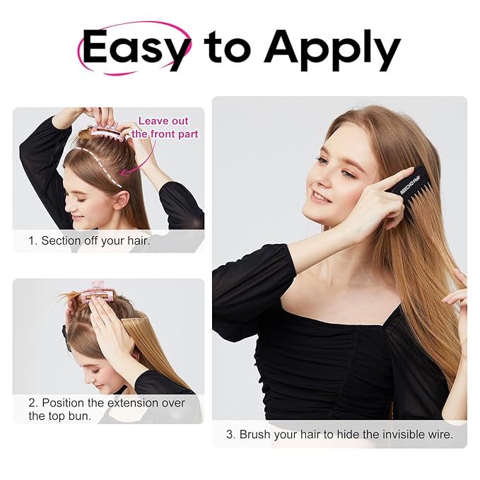 REECHO Invisible Wire Hair Extensions with Transparent Headband Adjustable Size Removable Secure Clips in Straight Secret Hairpiece for Women (24 Inch (Pack of 1), Light Ash Brown with Highlights)