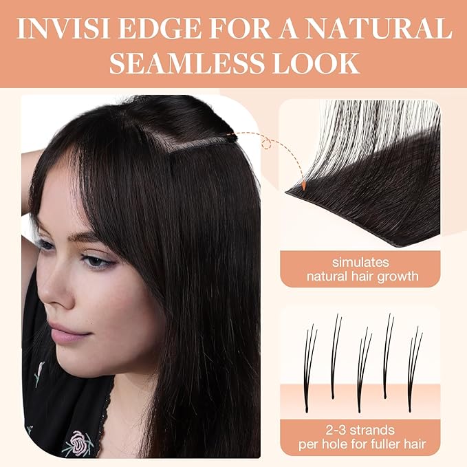 GOO GOO Invisi Edge Clip in Hair Extensions 22inch 110g 7Pcs Injected Seamless PU Clip in Hair Extensions, Virgin Real Human Hair, 2/6/2 Balayage Dark Brown to Chestnut Brown
