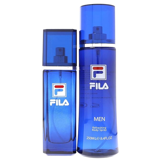 FILA Fragrance Gift Set for Men – Refreshing Body Spray for Men and Body Mist – Sporty, Long Lasting Scent – Cardamom, Sage, Cedarwood Notes – 2 pc