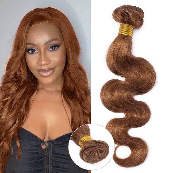 Hairro Sew in Hair Extensions Real Human Hair, 100g/bundle Weave Weft for Women Adding Volume and Length, for DIY Beauty Dating Party, 20 Inch One Bundle Body Wave Auburn
