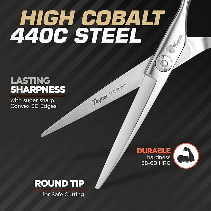 Fagaci Professional Hair Scissors & Thinning Shears, 6" Extremely Sharp, 440C Steel