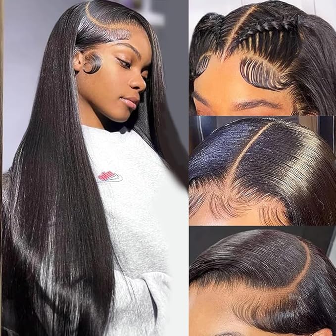 Straight Lace Front Wigs Human Hair 200% Density 13x6 HD Lace Front Wigs for Black Women 28inch Pre Plucked with Baby Hair Transparent Glueless Straight Lace Frontal Wigs Natural HairLine