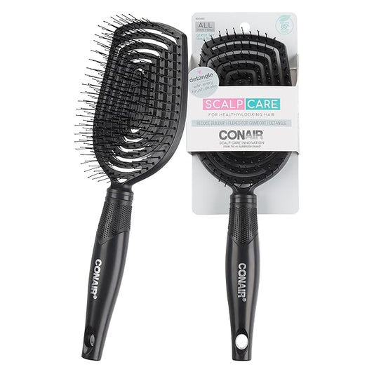 Conair Scalp Care Detangling hairbrush - Curly Hair Brush - Scalp Massager - hairbrushes for women & men - detangler for all lengths and types - can use wet or dry - Black Onyx