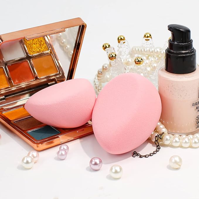 BEAKEY Flat Duo Makeup Sponge of 6, Super Soft 0 Latex Blending Sponge for Flawless Application - Liquid, Cream, Powder, Patented Design,Pink
