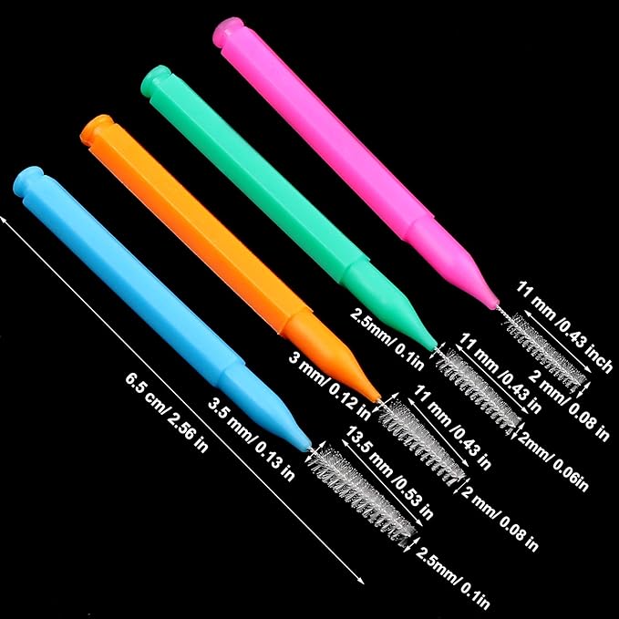 Patelai 100 Pieces Braces Brush for Cleaner Interdental Brush Toothpick Dental Tooth Flossing Head Oral Dental Hygiene Flosser Toothpick Cleaners Tooth Tool(Bright Colors,Multiple Sizes)