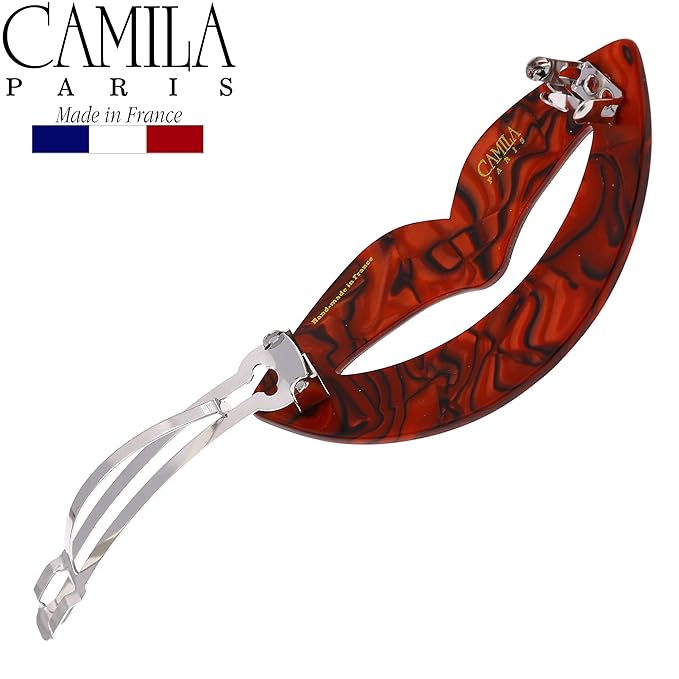 Camila Paris CP2970 French Hair Barrette Clip for Girls, Handmade Kiss Red, Strong Hold Grip Hair Clips for Women, No Slip Automatic Closure, Durable Styling Girls Hair Accessories, Made in France