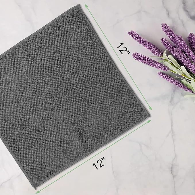 Washcloths Bulk - 200 Pack - Face Towels (12" x 12"), Highly Soft Wash Cloth and Hand Towels, Fast Drying Multi-Purpose Microfiber Cleansing Cloths for Bathroom, Hotel, Spa, and Salon - Grey