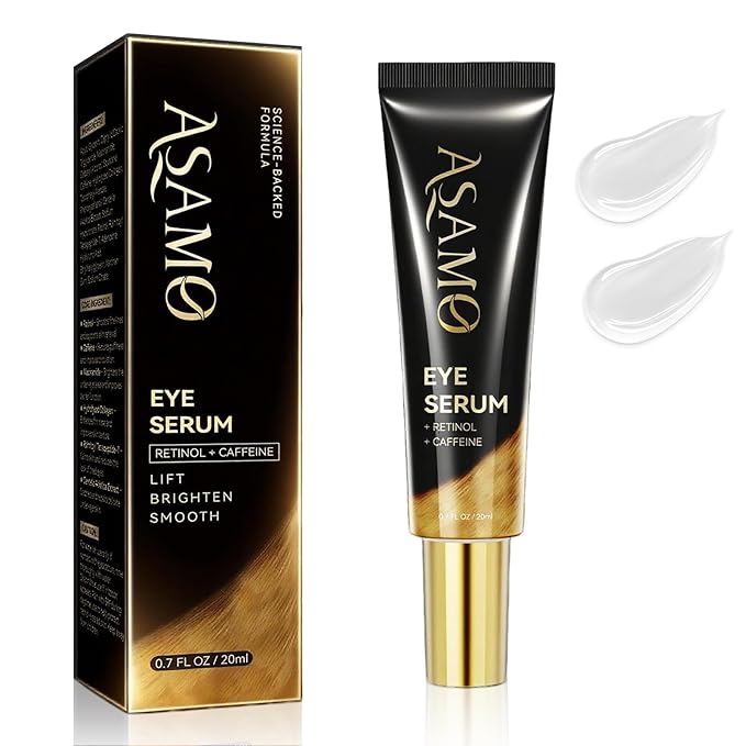 ASAMO Retinol & Vegan Collagen Eye Serum - Rapid Reduction Serum for Bags, Dark Circles and Wrinkles - Firming & Energizing Eye Treatment - 20ml