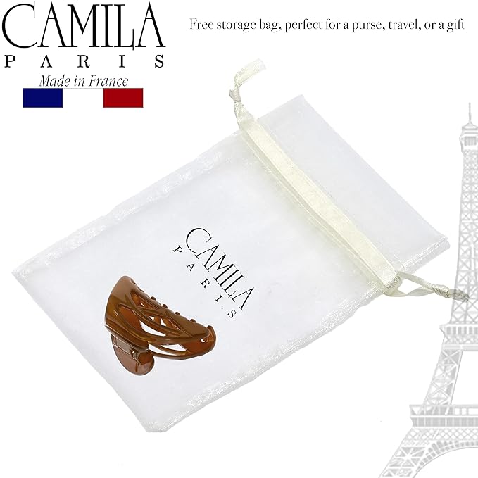 Camila Paris CP3431 French Hair Clip for Women, Small Dolphin Caramel, Girls Hair Claw Clips Jaw Fashion Durable and Styling Hair Accessories for Women, Strong Hold No Slip Grip Made in France
