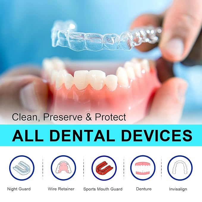 MySmile Retainer Cleaner with 120 Denture Cleaning Tablets, Quickly Remove Odors, Discoloration Stains & Plaque from Aligner, Mouth Guard, Night Guard and More Dental Appliances (Mint+Orange Flavor)