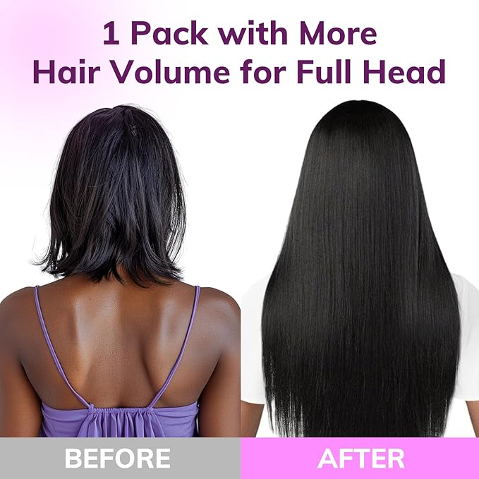 IDN BEAUTY Seamless Clip In Hair Extensions Human Hair, Straight 20 Inch 150g 9pcs Natural Black Real Virgin Human Hair Seamless Clip Ins For Black Women PU Weft Invisible Edge