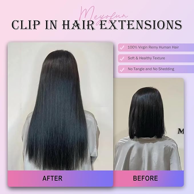 Clip in Hair Extensions Real Human Hair, 18 Inch 100g, 1B Natural Black, Invisible Seamless Straight Remy Human Hair Clip in Extensions for Women 8pcs Per Set with Double Weft