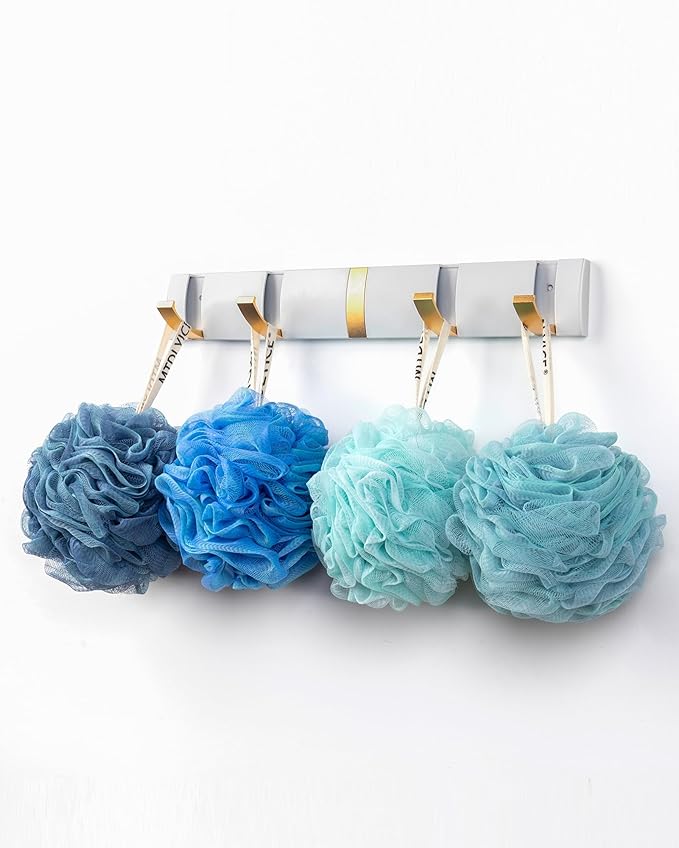 Loofah Sponge, XXL Large Loofah 100g 4 Pack, Bath Sponge Soft Mesh Shower Loofah for Men, Body Scrub, Shower Pouf Bath Accessories, for Body Wash, Soap (Blue)