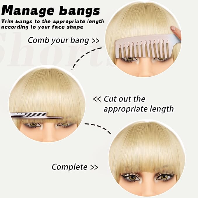 MAYSA Blonde Bob Wig with Bangs for Women Short Straight Beige Bob Wig 12in Synthetic Daily Party Natural Looking Wigs # Blonde