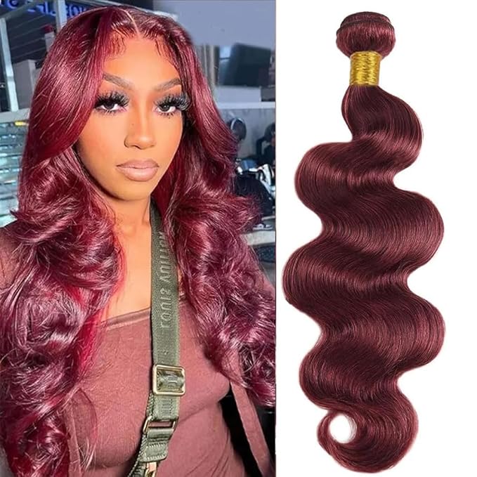 99J Burgundy Human Hair Bundles Body Wave 18 Inch 12A Wine Red Double Weft Brazilian Bundles Human Hair Extensions 1 Pack