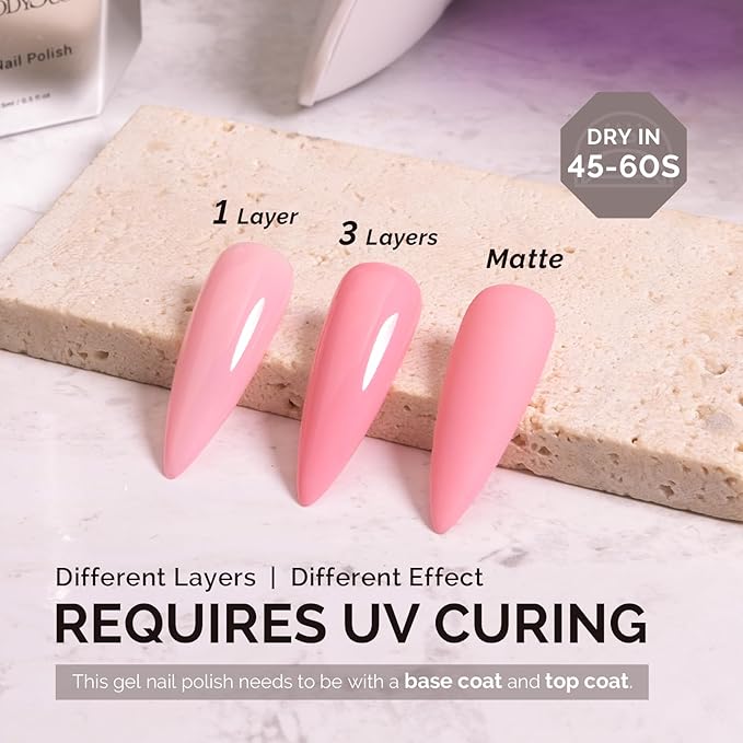 MelodySusie 0.5fl oz Candy Pink Gel Nail Polish, Nails Soak Off UV LED Light Baby Pink Gel Polish Gift for Women Nail Art Manicure Salon DIY Nail Design Decoration at Home-A2609