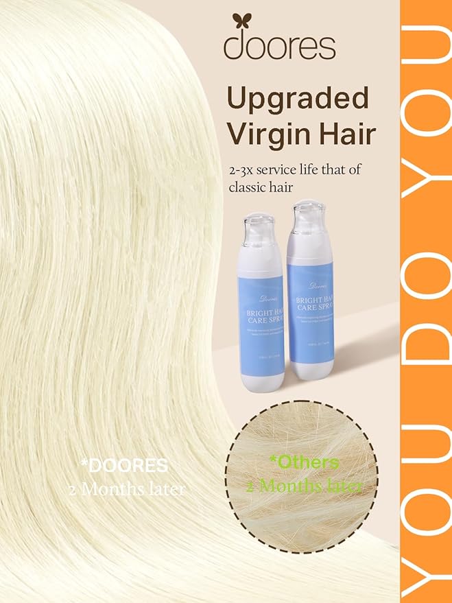 DOORES Tape in Hair Extensions Real Human, Pearl Blonde 20 Inch 50g 20pcs, Invisible Hair Extensions Tape in Natural Pearl Blonde Straight Seamless Human Real Skin Weft