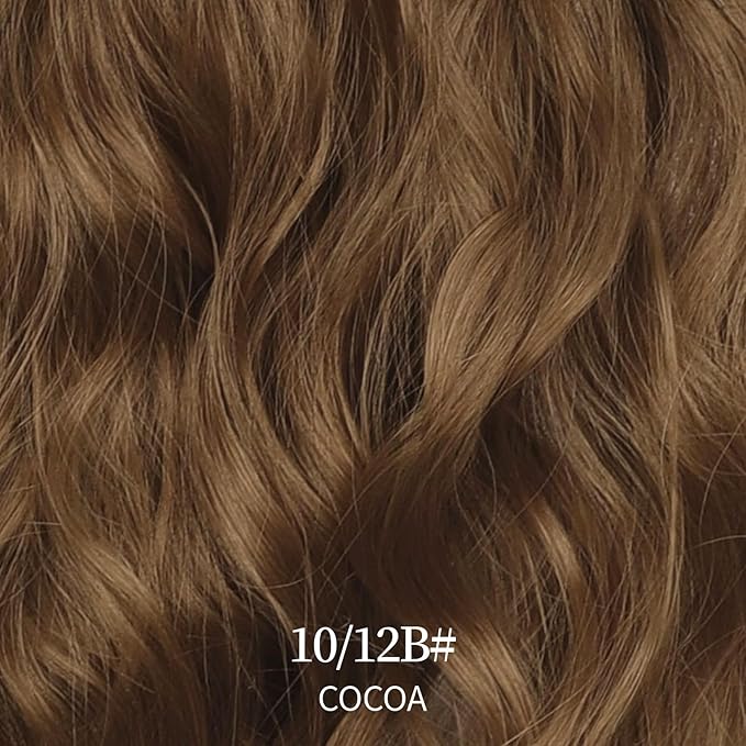 KooKaStyle Invisible Wire Hair Extensions with Transparent Wire Headband Adjustable Size 4 Secure Clips Long Wavy Synthetic Hairpiece 16 Inch COCOA# for Women