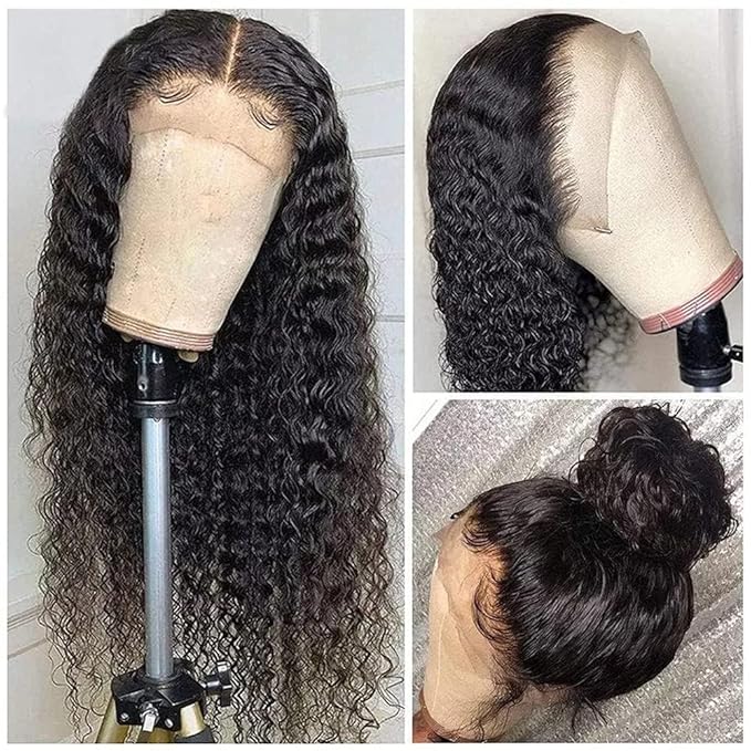 Deep Wave Lace Front Wigs Human Hair Pre Plucked 13x4 HD Lace Front Wigs For Black Women Brazilian Virgin Glueless Deep Curly Lace Frontal Wig Human Hair with Baby Hair 22 inch