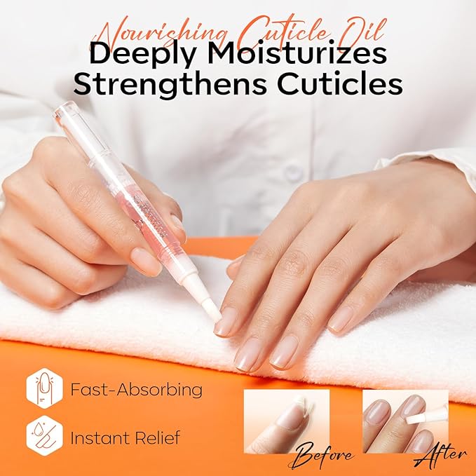 modelones Nail Strengthener Clear Gel Top Coat Nail Polish Cuticle Oil Pen Pink Nail Repair for Damaged Nails Care Kit for Women 15 ml Ridge Filler for Growth