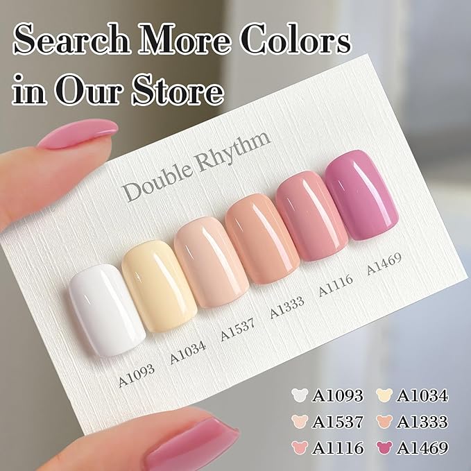 Double Rhythm 0.50 OZ Gel Polish Hema Free Same Color Same Bottle Golden Round Translucent Neutral Natural Milky 15 ML Jelly UV Polish Art DIY at Home (Milky Purple-C1469)