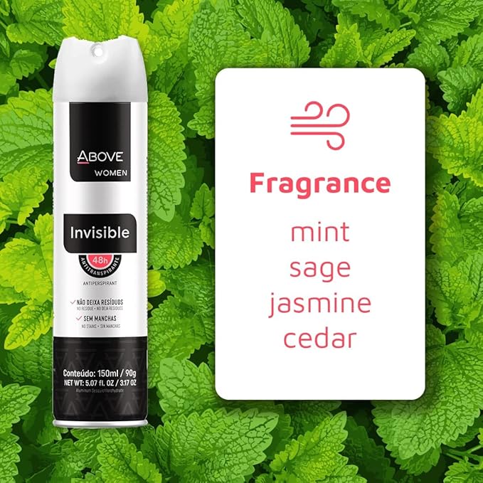 ABOVE Invisible - 48 Hours Antiperspirant Deodorant Set for Women - Fennel Fragrance - Dry Spray Protects Against Sweat and Body Odor - Delivers Instant Freshness - Stain and Alcohol Free - 4 pc