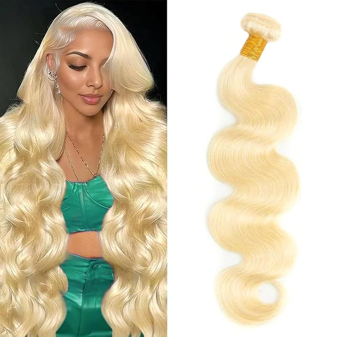 CFY 613 Bundles Human Hair 32Inch Blonde Body Wave Human Hair 100% Unprocessed 14A Grade Brazilian Virgin Raw Weave Bundles Human hair 1 Bundle Blonde Bundles Human Hair Extensions for Women