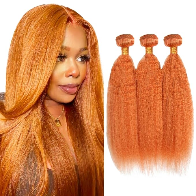 Ginger Bundles Human Hair 350 Yaki Straight Bundles 18 20 22 inch Ginger Kinky Straight Bundle