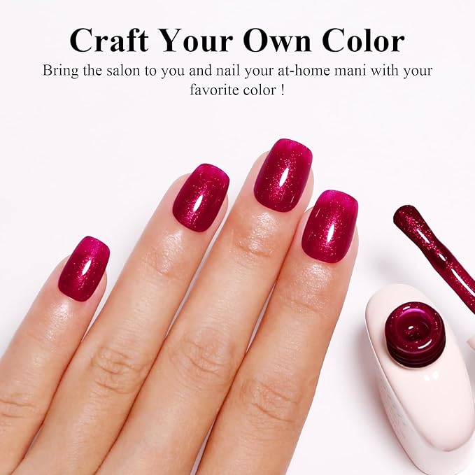 Imtiti Glitter Gel Nail Polish, 1Pcs Christmas Red Glitter Gel Polish Shimmer Red Soak Off UV LED Gel Polish, Long Lasting, Nail Art Starter Manicure Salon DIY at Home for Women (0.34 Fl Oz-1930)