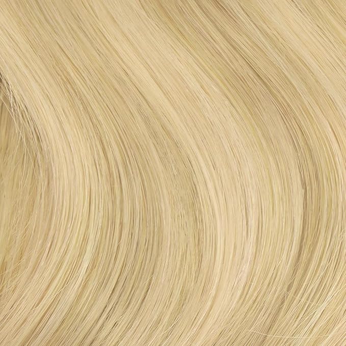 HOTBANANA Seamless Clip in Hair Extensions, 14 Inch 120g 7pcs Light Blonde Highlighted Golden Blonde Invisible PU Skin Weft Straight Remy Human Hair Extensions