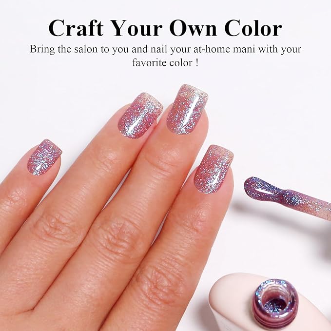 Imtiti Glitter Gel Nail Polish, 1Pcs Starlight Pink to Cyan Gel Polish Sparkle Soak Off UV LED Gel Polish, Long Lasting, Fairy Princess for Women Gift (0.34 Fl Oz-958)