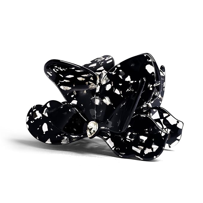 Flower Hair Claw Clips,Acetate Flower Hair Clips Cute Large Hawaiian Claw Clips for Women,3.82 Inch, Durable Design for Thick or Thin Hair (Black)